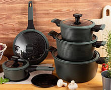 Набір каструль з кришками та сковородою Edenberg EB-5641 набір кухонний 12 предметів посуд для кухні