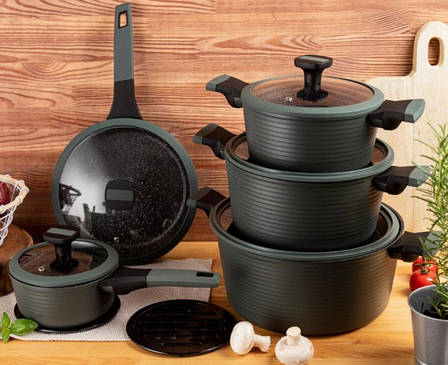 Набір каструль з кришками та сковородою Edenberg EB-5641 набір кухонний 12 предметів посуд для кухні, фото 1