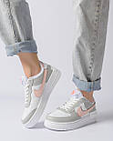Жіночі кросівки Nike Air Force 1 Shadow демісезонні весна-осінь низькі (білі з сірим). Живе фото, фото 2