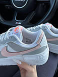 Жіночі кросівки Nike Air Force 1 Shadow демісезонні весна-осінь низькі (білі з сірим). Живе фото, фото 6