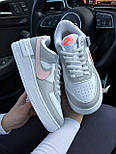 Жіночі кросівки Nike Air Force 1 Shadow демісезонні весна-осінь низькі (білі з сірим). Живе фото, фото 3