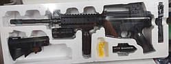 Автомат CYMA P.1158B m16 сборный, с пластиковыми пульками (6 мм). Имеет фонарик и лазерный прицел.