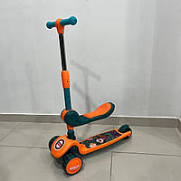 💚Самокат дитячий з сидінням та підсвіткою Scooter 1199 Зелений