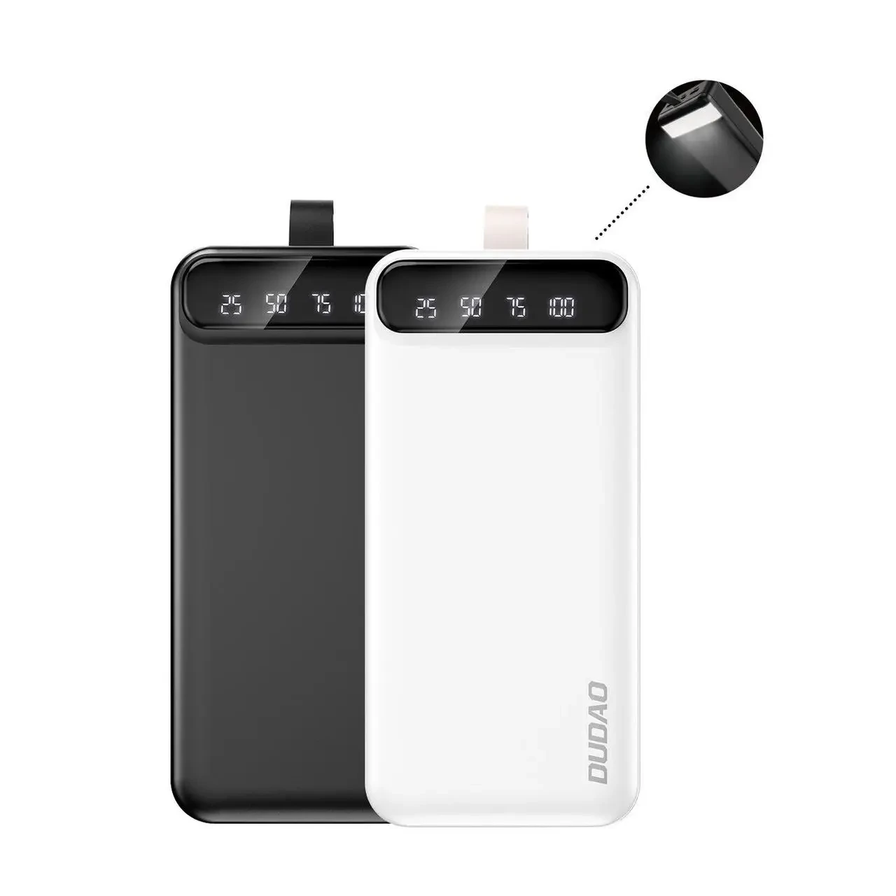 Портативний зарядний пристрій павербанк DUDAO K8s+ White 30000mAh 3хUSB Led Lamp Power Bank