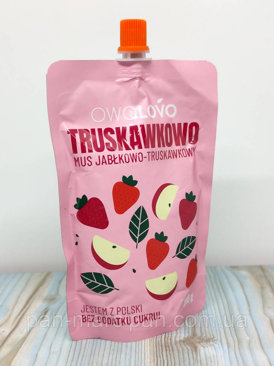 Фруктовий мус без цукру OwoLovo JABŁKOWO-TRUSKAWKOWY 200 г