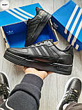 Кросівки чоловічі Adidas Dass-ler чорні шкіряні кеди стильні весняні демісезонні В'єтнам, фото 5