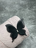 Метелик шифоновий тришаровий, чорний, 48х45 мм