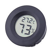 Термометр-гигрометр цифровой ЖКИ круглый черный (1185)