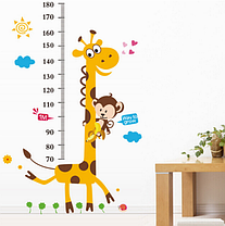 Наклейки для дитячої кімнати Ростомір 1м80см*100см "жираф гуляє з мавпами" (лист90*60см), фото 2