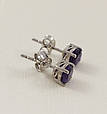 Сережки-пусети срібні з аметистом Т26-ам, фото 2