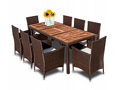 Комплект садових меблів із ротанга GardenS Estevan коричневий 9 предметів
