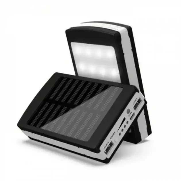Портативне заряджання Power Bank Metal Led Solar 4000 mah Сонячна панель + Ліхтар, фото 1