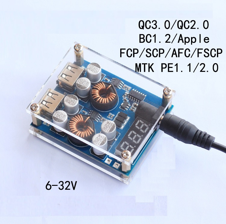 DC-DC понижающий преобразователь, Зарядка, 8-32V /2 x USB 5V/9V/12V (2682) - фото 2 - id-p1806529126