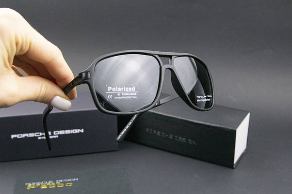 Окуляри чоловічі сонцезахисні Porsche Design поляризаційні (арт. P5573) чорна матова оправа, фото 6
