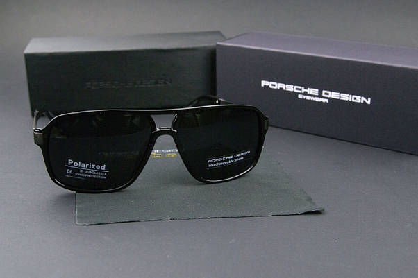 Окуляри чоловічі сонцезахисні Porsche Design поляризаційні (арт. P5573) чорна матова оправа, фото 4