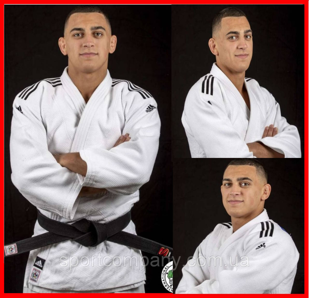 Професійне кімоно для дзюдо ADIDAS Champion II з ліцензією IJF біле із чорними смугами