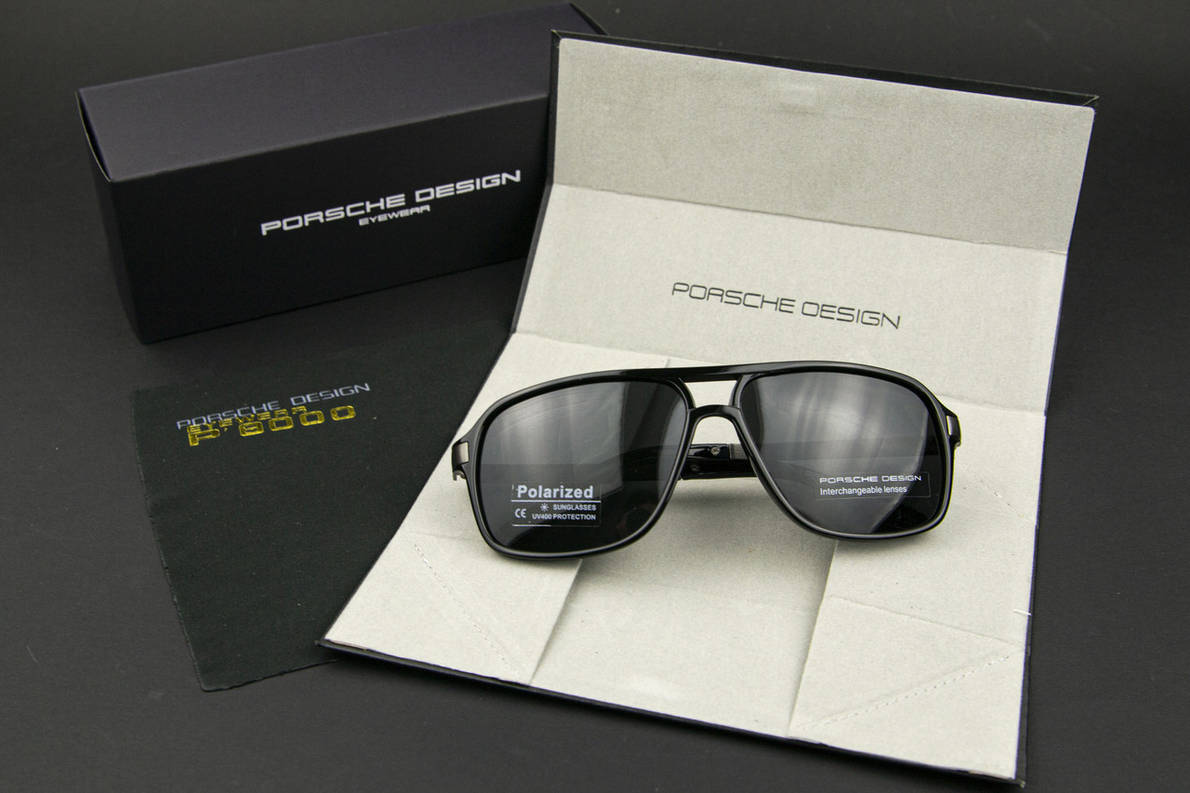Окуляри чоловічі сонцезахисні Porsche Design поляризаційні (арт. P5573) чорна глянсова оправа, фото 1