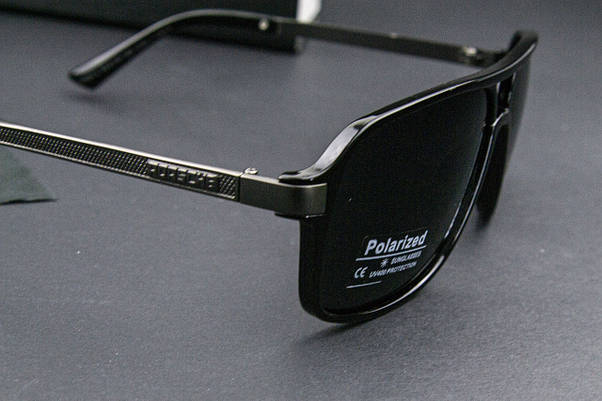 Окуляри чоловічі сонцезахисні Porsche Design поляризаційні (арт. P5573) чорна глянсова оправа, фото 6