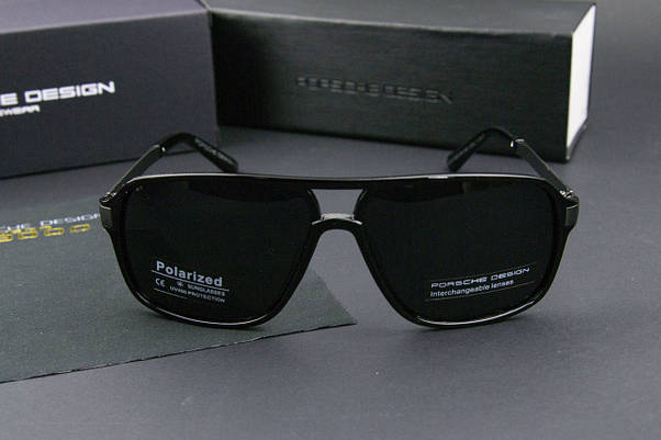 Окуляри чоловічі сонцезахисні Porsche Design поляризаційні (арт. P5573) чорна глянсова оправа, фото 3
