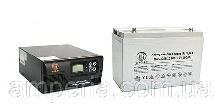 Комплект резервного живлення ДБЖ + гелева батарея NGS-0612 + АКБ NGS-GEL-12100 1200W, фото 3
