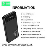 Повербанк Denmen DP09 Power Bank 10000 мАч універсальний 2USB Чорний, фото 2