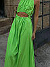 Однотонна Літня Жіноча Сукня-Сарафан на бретелях і розрізом на нозі із Софту Салатового Коліру, фото 3