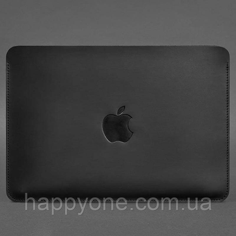 Шкіряний чохол для Macbook 13 (чорний) вхід зверху, фото 1