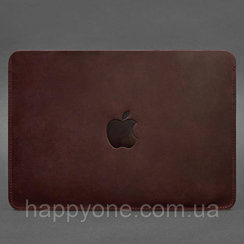 Шкіряний чохол для Macbook 13 (бордовий) вхід зверху