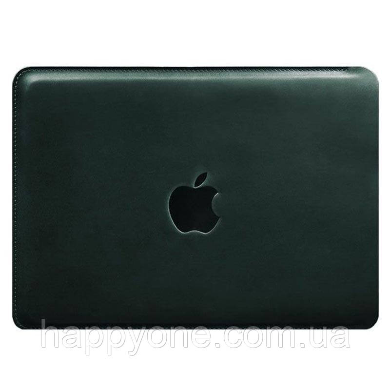 Шкіряний чохол для Macbook 14 (зелений) вхід збоку