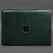 Шкіряний чохол для Macbook 14 (зелений) вхід збоку, фото 3