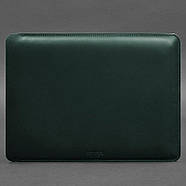 Шкіряний чохол для Macbook 14 (зелений) вхід збоку, фото 2