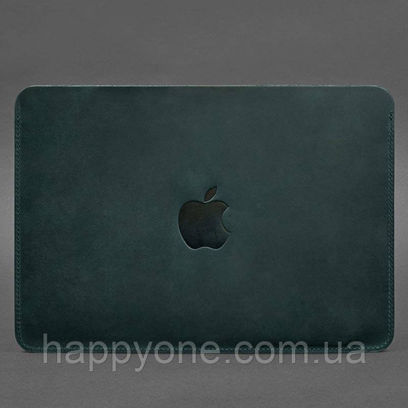 Шкіряний чохол для Macbook 13 (зелений) вхід зверху