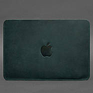 Шкіряний чохол для MacBook Pro 14'' (зелений) вхід зверху, фото 3