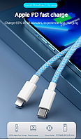 Кабель lightning USB-C (type-c) 20w быстрая зарядка iphone iPad на 1 метр в оплетке