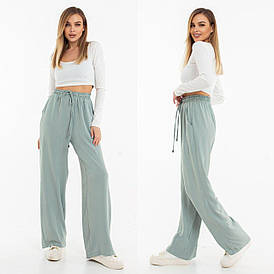 Модні літні жіночі штани вільного крою фісташкові (6 кольорів) EG/-15253