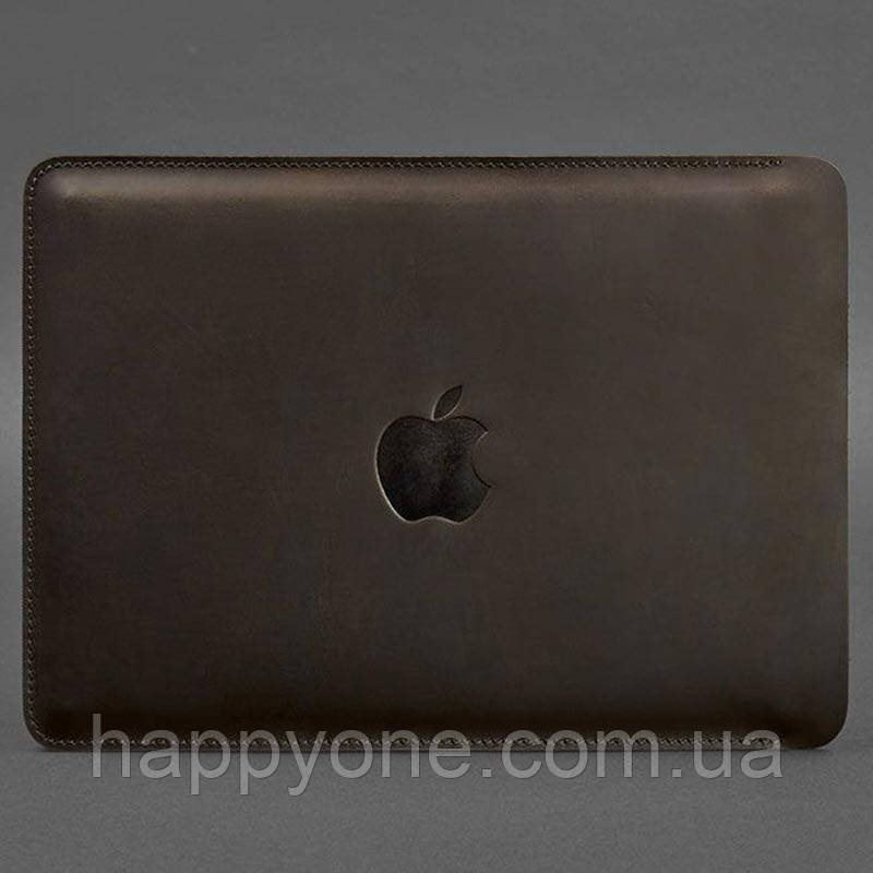 Шкіряний чохол для Macbook 15-16 (темно-коричневий) вхід збоку