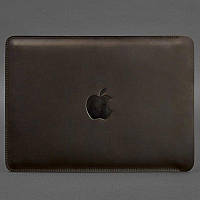 Кожаный чехол для Macbook 15-16 (темно-коричневый) вход сбоку