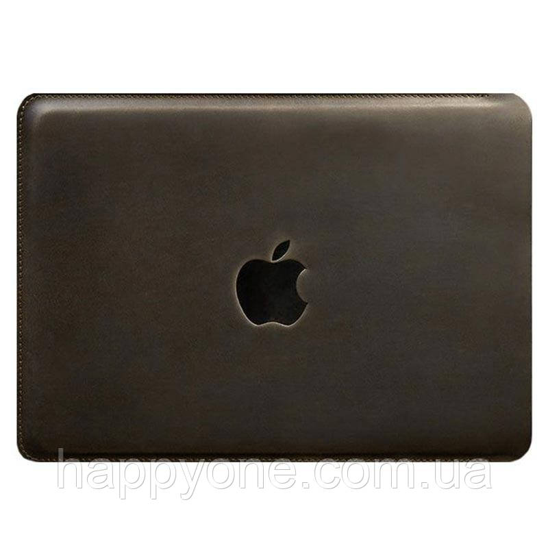 Шкіряний чохол для Macbook 14 (темно-коричневий) вхід збоку