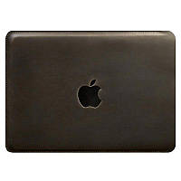 Кожаный чехол для Macbook 14 (темно-коричневый) вход сбоку