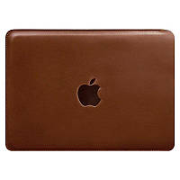 Кожаный чехол для Macbook 14 (светло-коричневый) вход сбоку