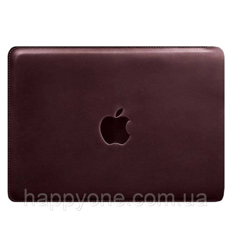 Шкіряний чохол для Macbook 14 (бордовий) вхід збоку