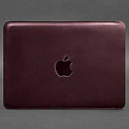 Шкіряний чохол для Macbook 14 (бордовий) вхід збоку, фото 3