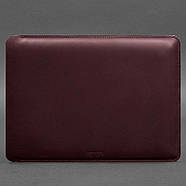 Шкіряний чохол для Macbook 14 (бордовий) вхід збоку, фото 4