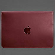Шкіряний чохол-конверт на магнітах для Macbook 14 (бордовий), фото 3