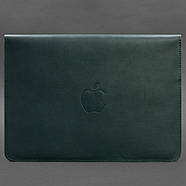 Шкіряний чохол-конверт на магнітах для Macbook 13 (зелений) шкіра Krast, фото 4