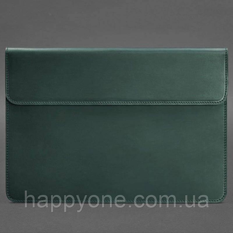 Шкіряний чохол-конверт на магнітах для Macbook 13 (зелений)