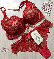 Комплект кружевного женского белья Польша PUSH-UP Konrad lingerie CABARET 2152k 75B Красный