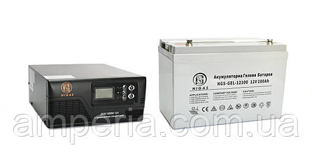 Комплект резервного живлення ДБЖ + гелева батарея NGS-1012 + АКБ NGS-GEL-12100 1200W, фото 3