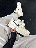 Кремовые женские кроссовки Nike Air Force 1 Low Cream Black Swoosh