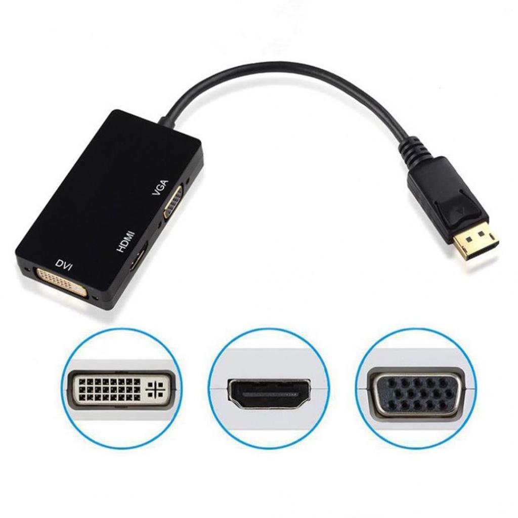 Display Port to HDMI/DVI/VGA Black adapter обеспечивает комфортное использование разных типов портов - фото 3 - id-p1806592501